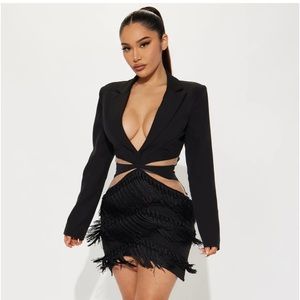 Sexy blazer dress with fringe